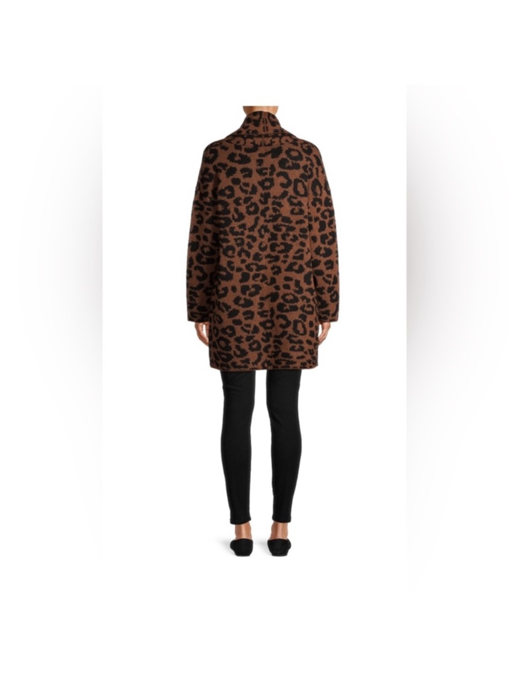 NWT Leopard Print Coatigan Sweater Size L Cozy Open Front Fall Cardigan - Picture 2 of 8